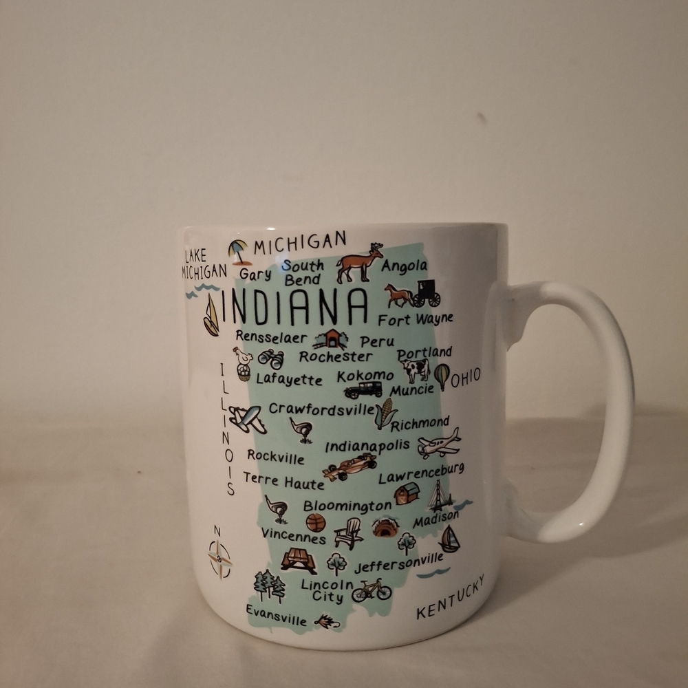 222 Fifth My Place Indiana Themed Oversized White Mug